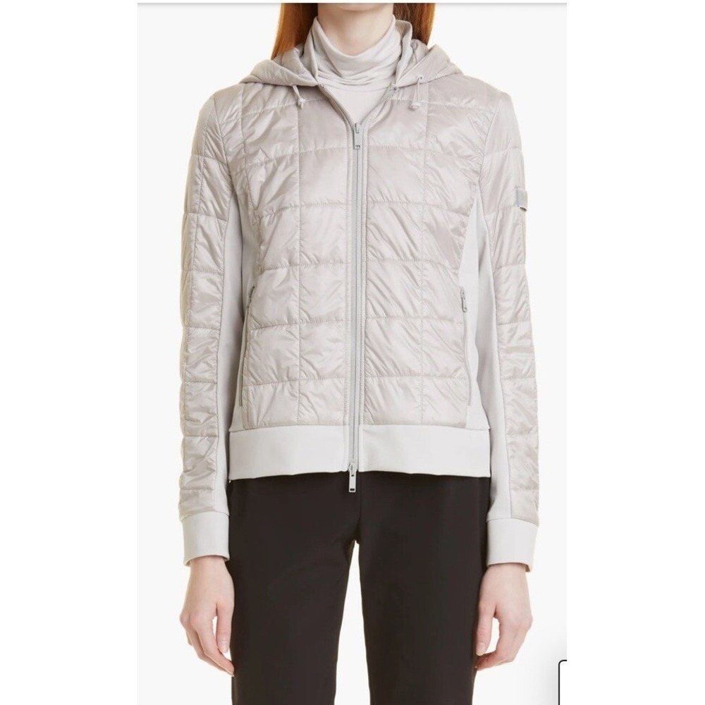 NWOT MAX MARA LEISURE Sorbona Mixed Media Quilted Hood Jacket Beige 10 MSRP $525